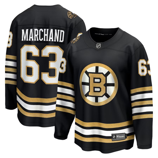 Men's Boston Bruins Brad Marchand #63 Black Replica Player Jersey1