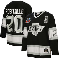 Men's Los Angeles Kings Luc Robitaille #20 Mitchell & Ness Black Alternate Captain Patch 1992/93 Blue Line Player Jersey