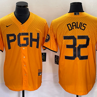 Men's Pittsburgh Pirates Henry Davis #32 Gold 2023 City Connect Replica Player Jersey1