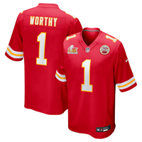Xavier Worthy #1 Kansas City Chiefs Red Super Bowl LIX Game Jersey - JerseysFreak