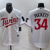 Men's Minnesota Twins Kirby Puckett #34 White Replica Player Jersey1