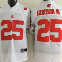 Men's Wisconsin Badgers Melvin Gordon #25 White Player Game Jersey