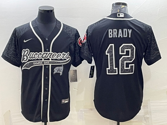 Men's Tampa Bay Buccaneers Tom Brady #12 Black Retired Player RFLCTV Limited Jersey1 Joint Edition