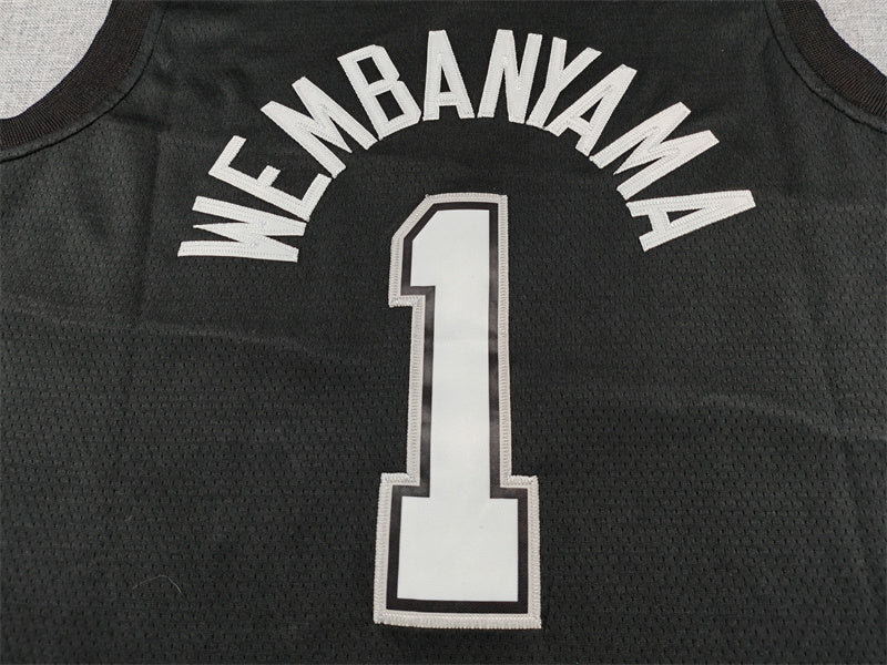 Men's San Antonio Spurs Victor Wembanyama #1 Black 2025/26 Swingman Jersey - City Edition