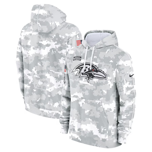 Men's Baltimore Ravens Arctic Camo 2024 Salute to Service Club Fleece Pullover Hoodie1