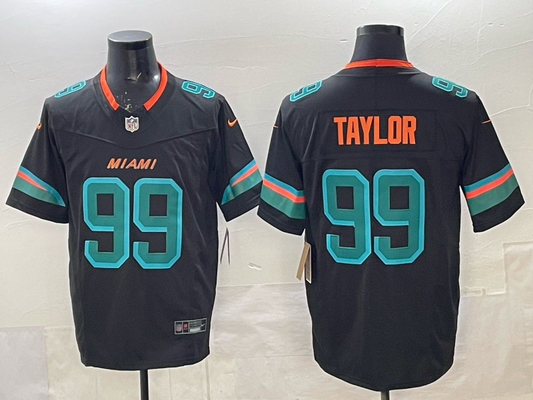 Men's Miami Dolphins Jason Taylor #99 Pitch Blue 2025 Rivalries Collection Limited Jersey