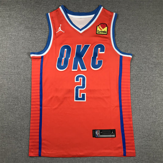 Men's Oklahoma City Thunder Shai Gilgeous-Alexander #2 Orange 2022/23 Swingman Jersey1 - Statement Edition