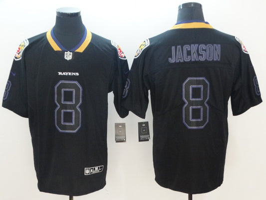 Men's Baltimore Ravens Lamar Jackson #8 Black Authentic Game Jersey1