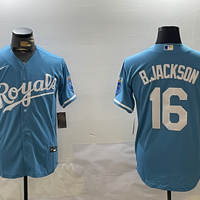 Men's Kansas City Royals #16 Bo Jackson Blue Replica Baseball Jersey1