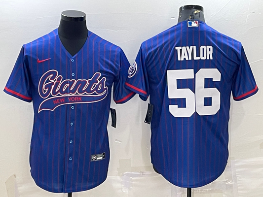 Men's New York Giants Lawrence Taylor #56 Blue Player Jersey1 Joint Edition