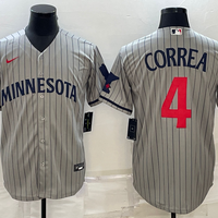 Men's Minnesota Twins Carlos Correa #4 Gray Alternate Replica Player Jersey1