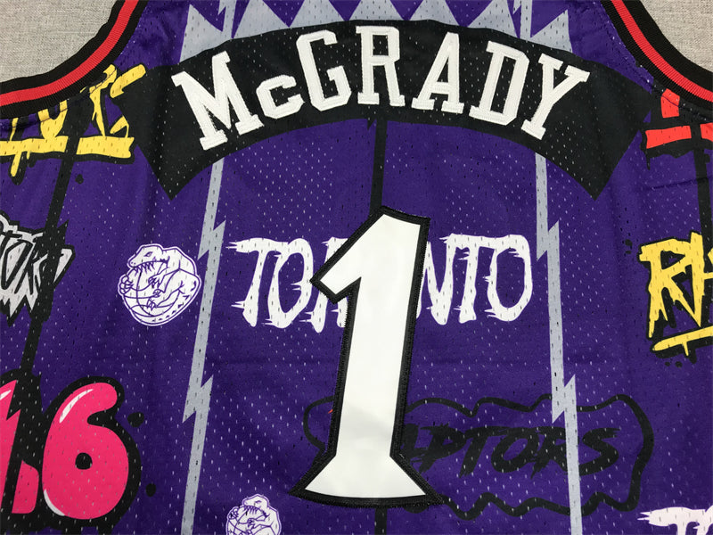 Men's Toronto Raptors Tracy McGrady #1 Purple Swingman Player Jersey1 - Graffiti Edition