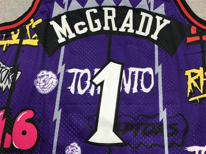 Men's Toronto Raptors Tracy McGrady #1 Purple Swingman Player Jersey1 - Graffiti Edition