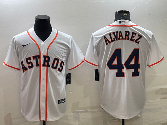 Men's Houston Astros Yordan Alvarez #44 White Home Replica Jersey1