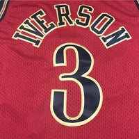 Men's Philadelphia 76ers Allen Iverson Red Hardwood Classics Swingman Jersey1