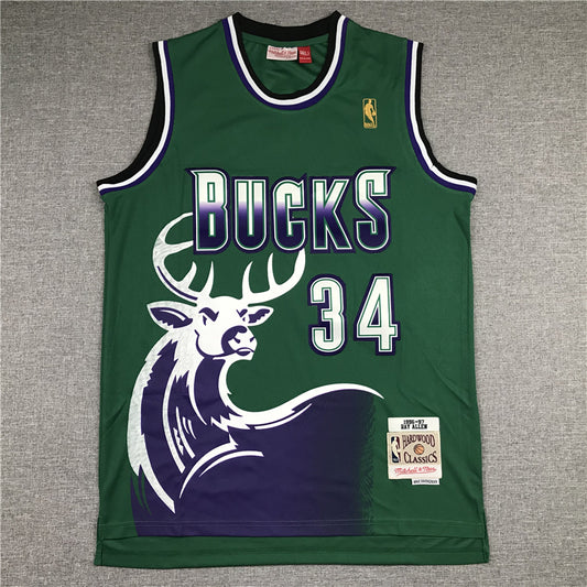 Men's Milwaukee Bucks Giannis Antetokounmpo #34 NBA Replica Player Jersey1 - Retro Green
