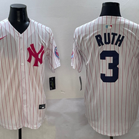 Men's New York Yankees1 Babe Ruth #3 White Team Player Jersey