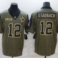 Men's Dallas Cowboys Roger Staubach #12 Brown Game Jersey1
