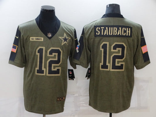 Men's Dallas Cowboys Roger Staubach #12 Brown Game Jersey1
