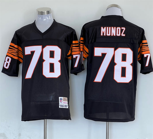 Men's Cincinnati Bengals Anthony Munoz Mitchell & Ness Black Legacy Replica Jersey1