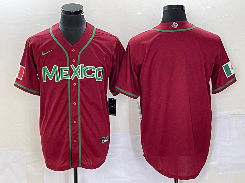 Men's 2023 World Baseball Classic Mexico Red Blank Jersey1