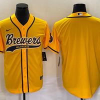 Men's Milwaukee Brewers Yellow Replica Blank Jersey1 Joint Edition