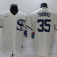 Men's Chicago White Sox Frank Thomas #35 Beige Replica Baseball Jersey1