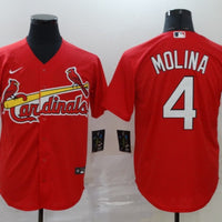 Men's St. Louis Cardinals Yadier Molina Majestic Cream Alternate Jersey1 RED