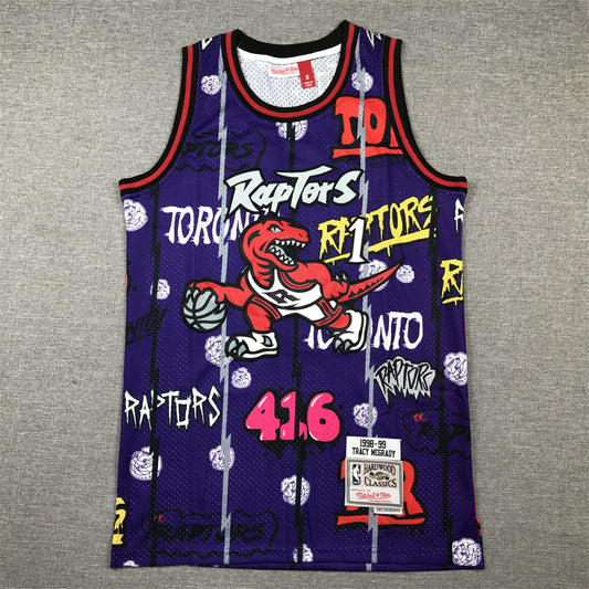 Men's Toronto Raptors Tracy McGrady #1 Purple Swingman Player Jersey1 - Graffiti Edition