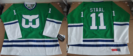 Men's Carolina Hurricanes Jordan Staal #11 Green Game Jersey1