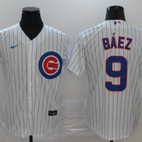 Men's Chicago Cubs Javier Baez #9 White Replica Baseball Jersey1