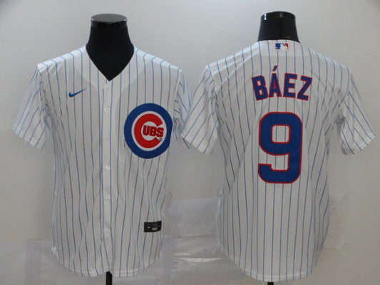 Men's Chicago Cubs Javier Baez #9 White Replica Baseball Jersey1