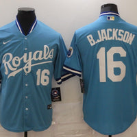 Men's Kansas City Royals Bo Jackson #16 Blue Fashion Stitched Jersey1