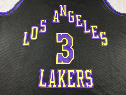 Men's Los Angeles Lakers Anthony Davis #3 Black 2023/24 Swingman Jersey1 - City Edition