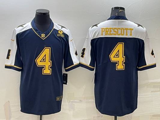 Men's Dallas Cowboys Dak Prescott #4 Navy Authentic Game Jersey1