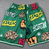 Men's Boston Celtics Green Graffiti Edition Pocket Shorts1