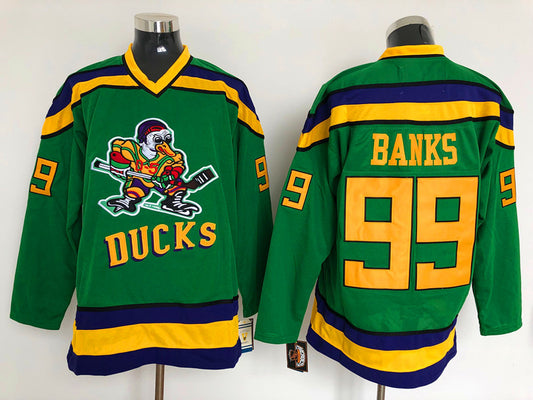 Men's Anaheim Ducks Adam Banks #99 Green Breakaway Player Jersey1