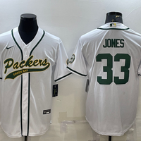 Men's Green Bay Packers Aaron Jones #33 White Game Jersey1 Joint Edition