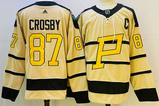 Men's Pittsburgh Penguins Sidney Crosby #87 Yellow Player Game Jersey1