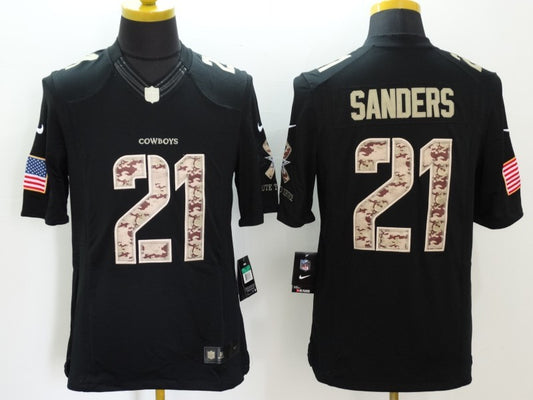 Men's Dallas Cowboys Deion Sanders #21 Black Game Player Jersey1