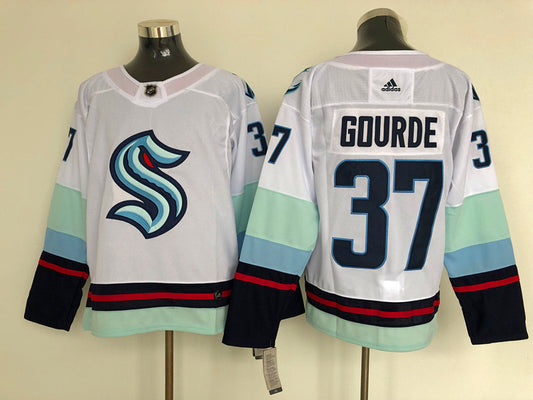 Men's Seattle Kraken Yanni Gourde #37 White Home Breakaway Player Jersey1