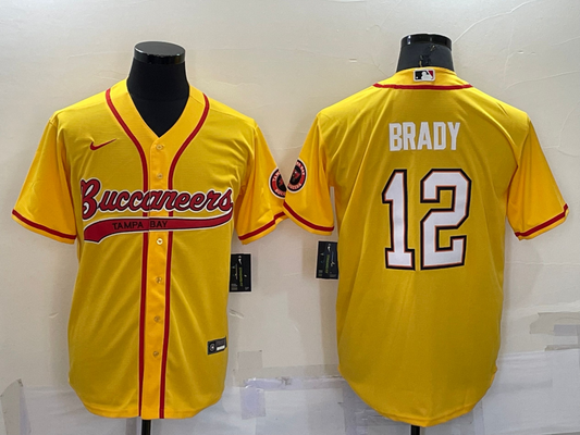 Men's Tampa Bay Buccaneers Tom Brady #12 Yellow Game Jersey1 Joint Edition