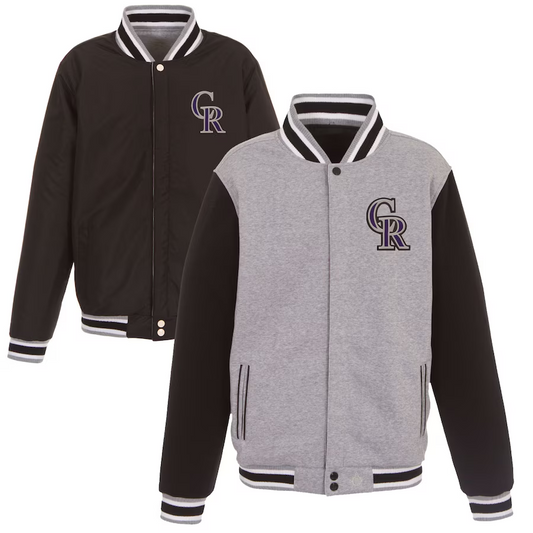 Men's Colorado Rockies Royal JH Design Reversible Fleece Full-Snap Jacket