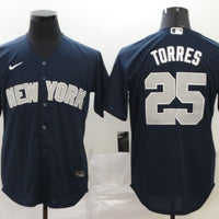 Men's New York Yankees Gleyber Torres #25 Navy Replica Baseball Jersey1