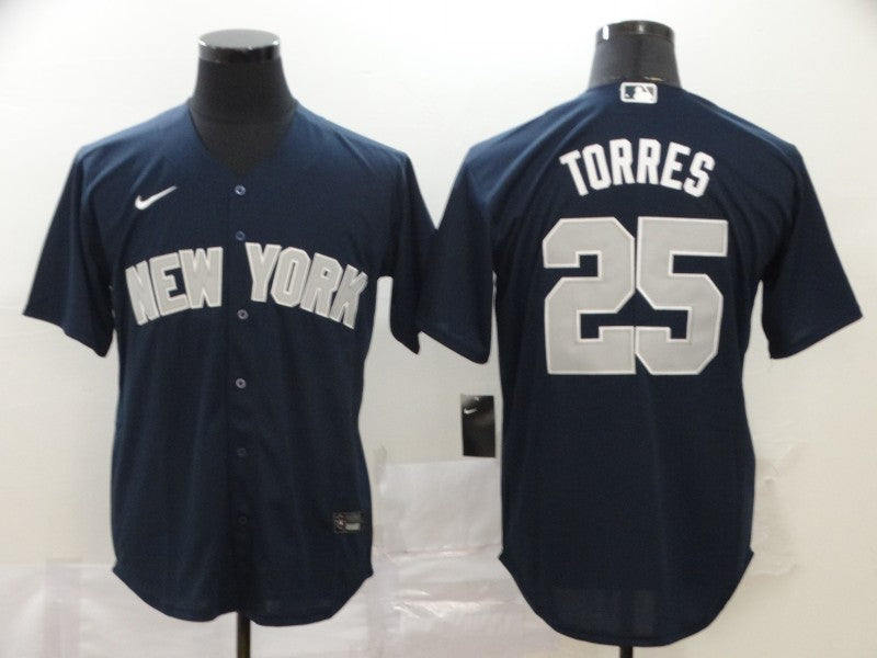 Men's New York Yankees Gleyber Torres #25 Navy Replica Baseball Jersey1