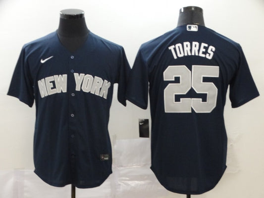 Men's New York Yankees Gleyber Torres #25 Navy Replica Baseball Jersey1