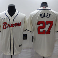 Men's Atlanta Braves Austin Riley #27 Beige Replica Player Jersey1