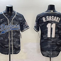 Men's Los Angeles Dodgers Roki Sasaki #11 Grey Camouflage Player Jersey1