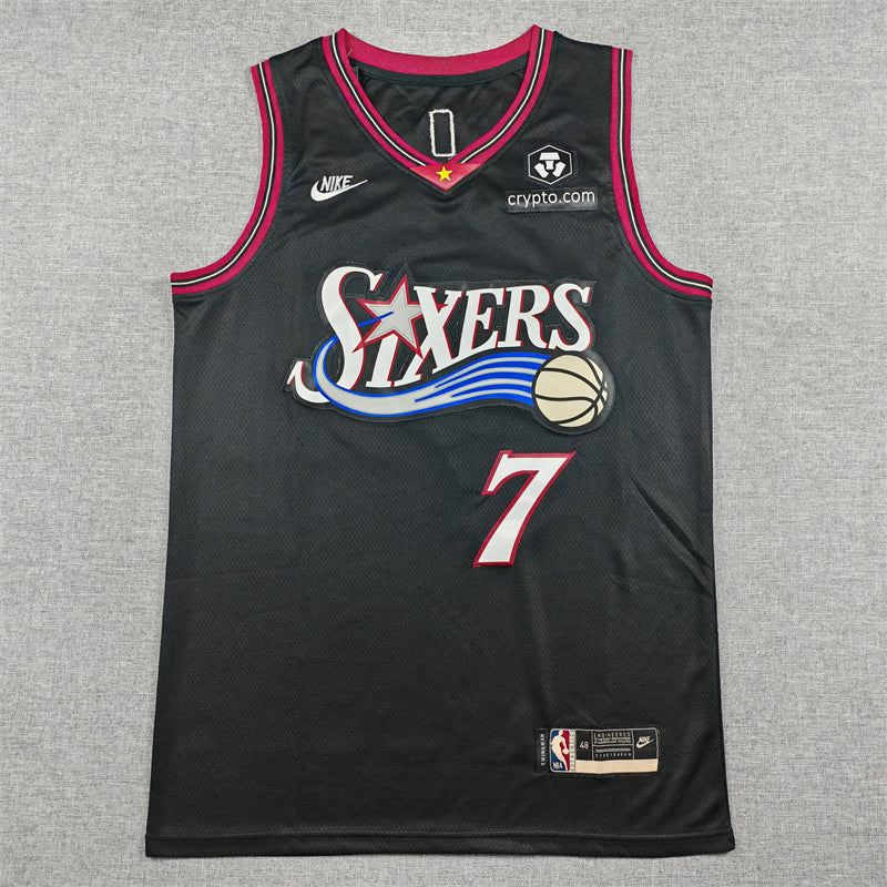 Men's Philadelphia 76ers Jaylen Brown #7 Black Swingman Jersey - Classic Edition