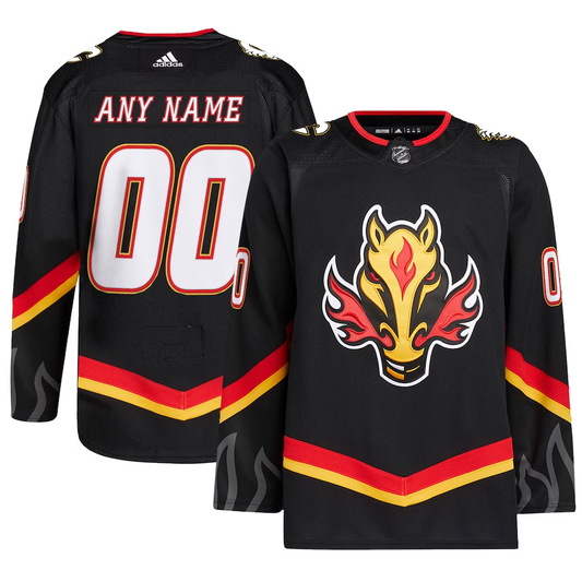 Men's Calgary Flames Black Alternate Primegreen Authentic Custom Jersey1